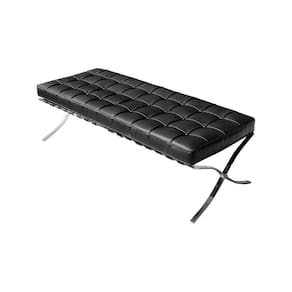 Banco Barcelona Couro Sintético Preto Base Inox Cor Preto