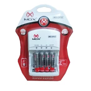 Carregador de pilhas com 4 pilhas aaa 1000 mah mox cp52