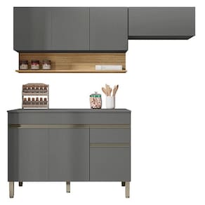 Cozinha Modulada Line Composição 1 Gris Freijó - Kits Paraná