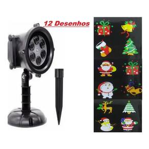 Refletor espeto de natal laser jardim casa 12 desenhos noel