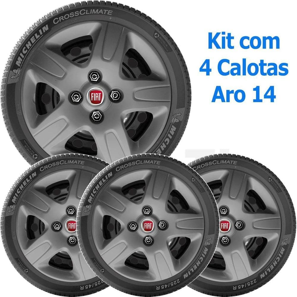 4x calota fiat nova fiorino strada aro 14 grafite 111ca
