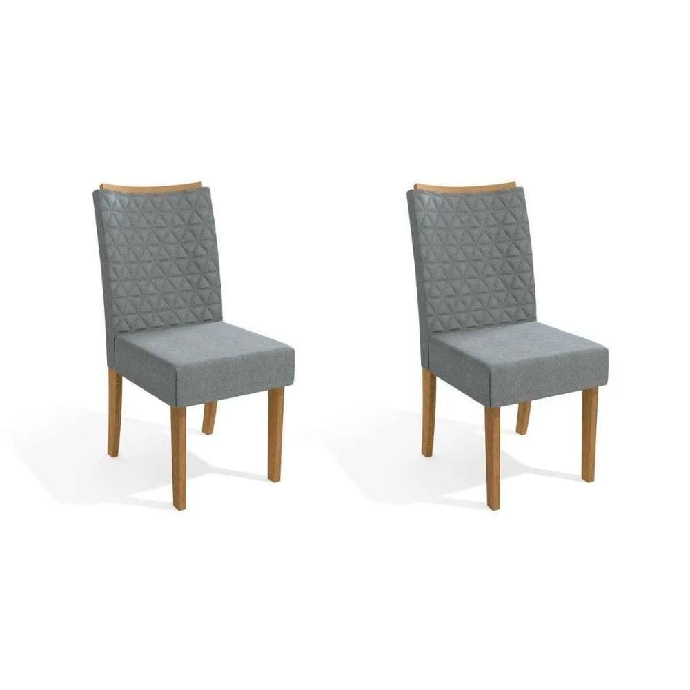 Cadeira Sala de Jantar 2CAD129FR Kit 2 Un Freijo/Linho Cinza A056 - Kappesberg
