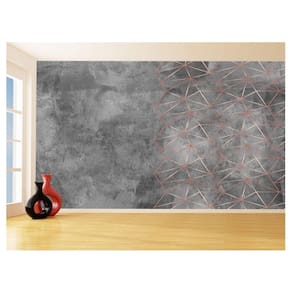 Papel De Parede 3D Concreto Linhas Dourado Rose 3,5M Kkt252