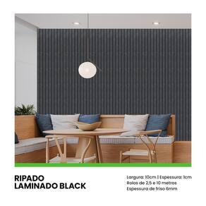 Painel Ripado Laminado Eva 10Cm Largura Cor Black Linha