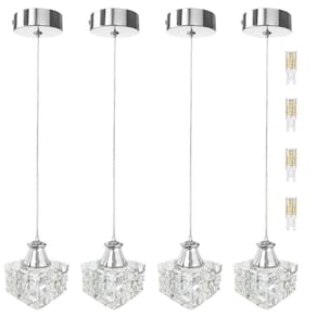 Kit 4 Pendente Cristal Transparente Quadrado Sala Bet43 +