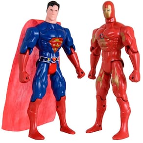 Kit Dupla De Heróis Articuláveis Homem De Ferro Super Homem