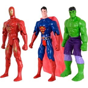 Kit Trio Heróis Incrível Hulk Homem De Ferro Super Homem