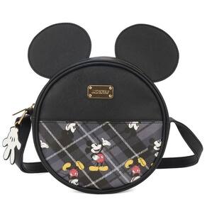 Bolsa mickey orelhas bmk78595 redonda pequena xadrez