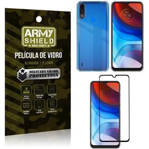 Kit moto e7 power capinha anti impacto+película vidro 3d