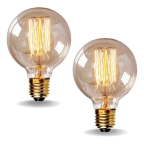 2 lâmpada filamento carbono g80 vintage retro 40w 110v