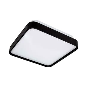 Plafon Quadrado Sobrepor Led Space Preto Moderno 24W Bivolt