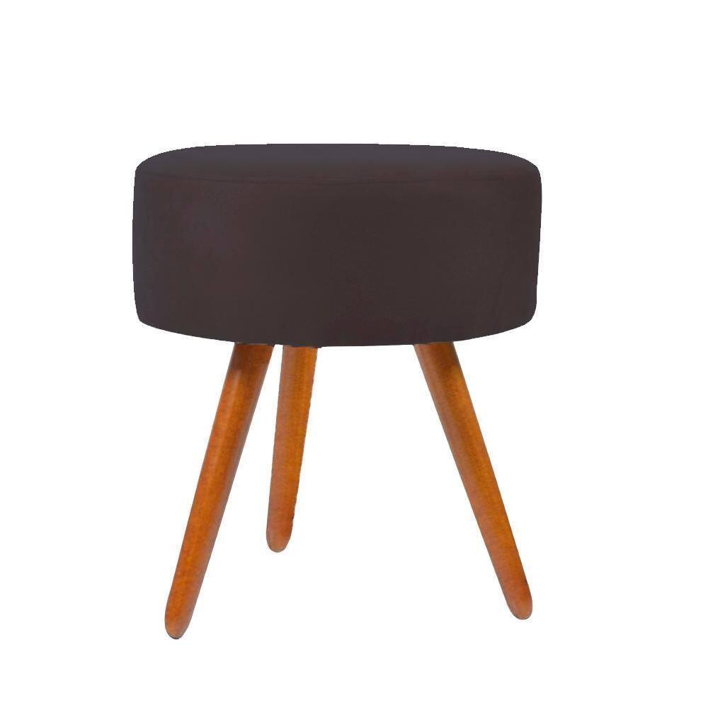 Puff Puf Banqueta Redondo Para Camarim Suede Pés Palito