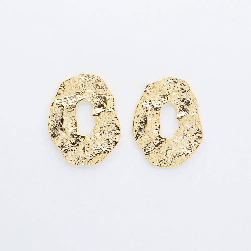 Brinco Banhado A Ouro 18K Martelado