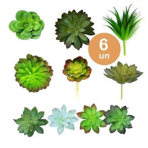 6un planta suculenta artificial decoração vasinhos arranjos