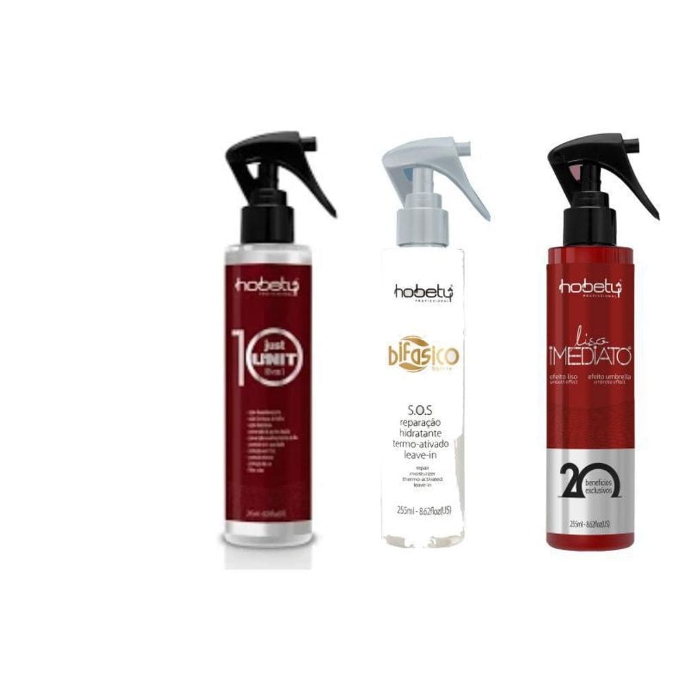 Kit finalizador hobety bifásico sos+liso imediato+just unit