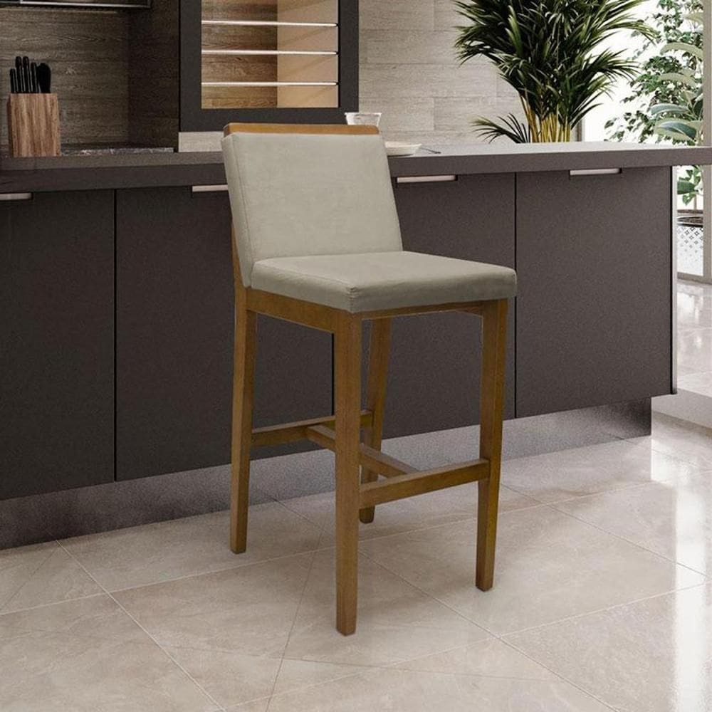 Banqueta Alta Ambiente Londres Linho Bege - Fratello