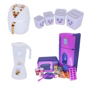 Cozinha menina brinquedo infantil geladeira 21 peças
