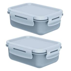 Kit 2 Potes Marmita Hermética Ou Mini Marmitou Azul Glacial