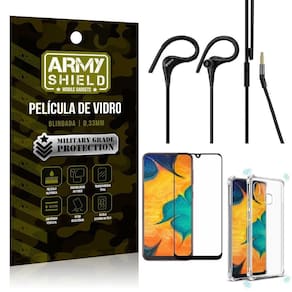 Kit fone sport hs92 + capa + película 3d samsung a20