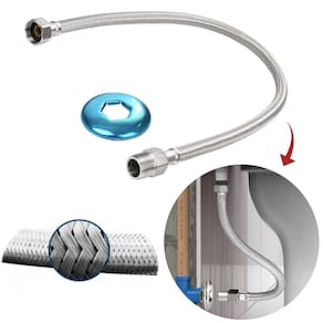 Engate mangueira flexível trançado aço inox 40cm quente fria