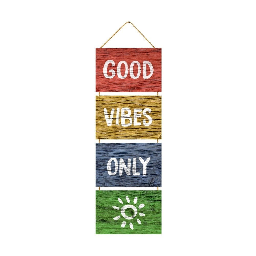 Placa Decorativa Mdf Corda P Pendurar Frase Good Vibes Only