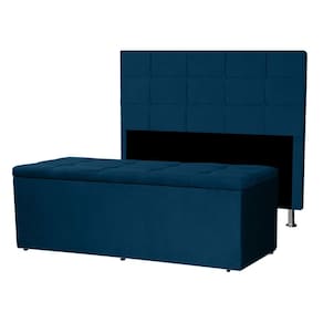 Kit Cabeceira e Calçadeira Baú Queen 1,60m Roma Suede - Pallazio