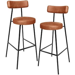 Kit 02 Banquetas Alta Cozinha Bar Sala Jantar Estrutura Em Aço Milão L02 Couríssimo Camel