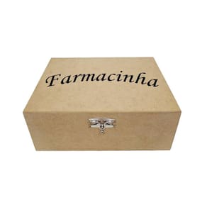 Caixa mdf farmacinha laser com fecho e tampa articulada