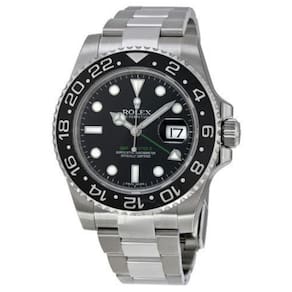 Relógio de luxo eta gmt preto prata aço 904l b. eta 2840.