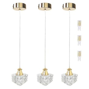 Kit 3 Pendente Cristal Detalhe Dourado Cabeceira Bet42 + Led