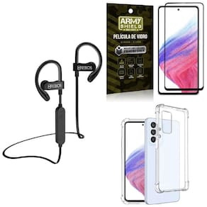 Capinha samsung a53 + fone bluetooth hs188 + película 3d