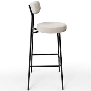 Banqueta Alta Bar Cozinha Sala De Jantar Estrutura Em Aço Milão L02 Bouclê Creme - Lyam Decor