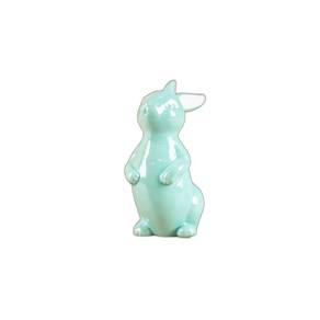 Coelho de páscoa decorativo de porcelana perolado verde 16cm