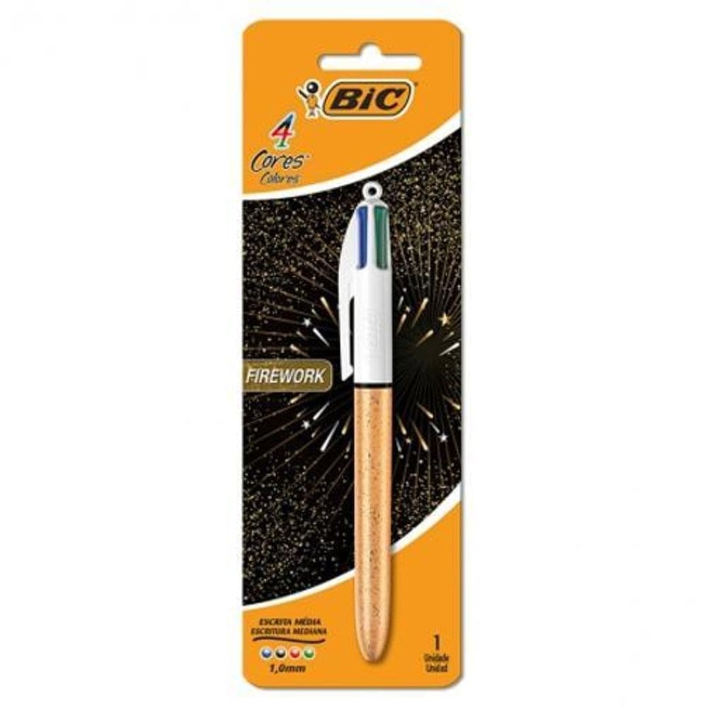 Caneta esferográfica 1.0 retrátil firework 4 cores - bic
