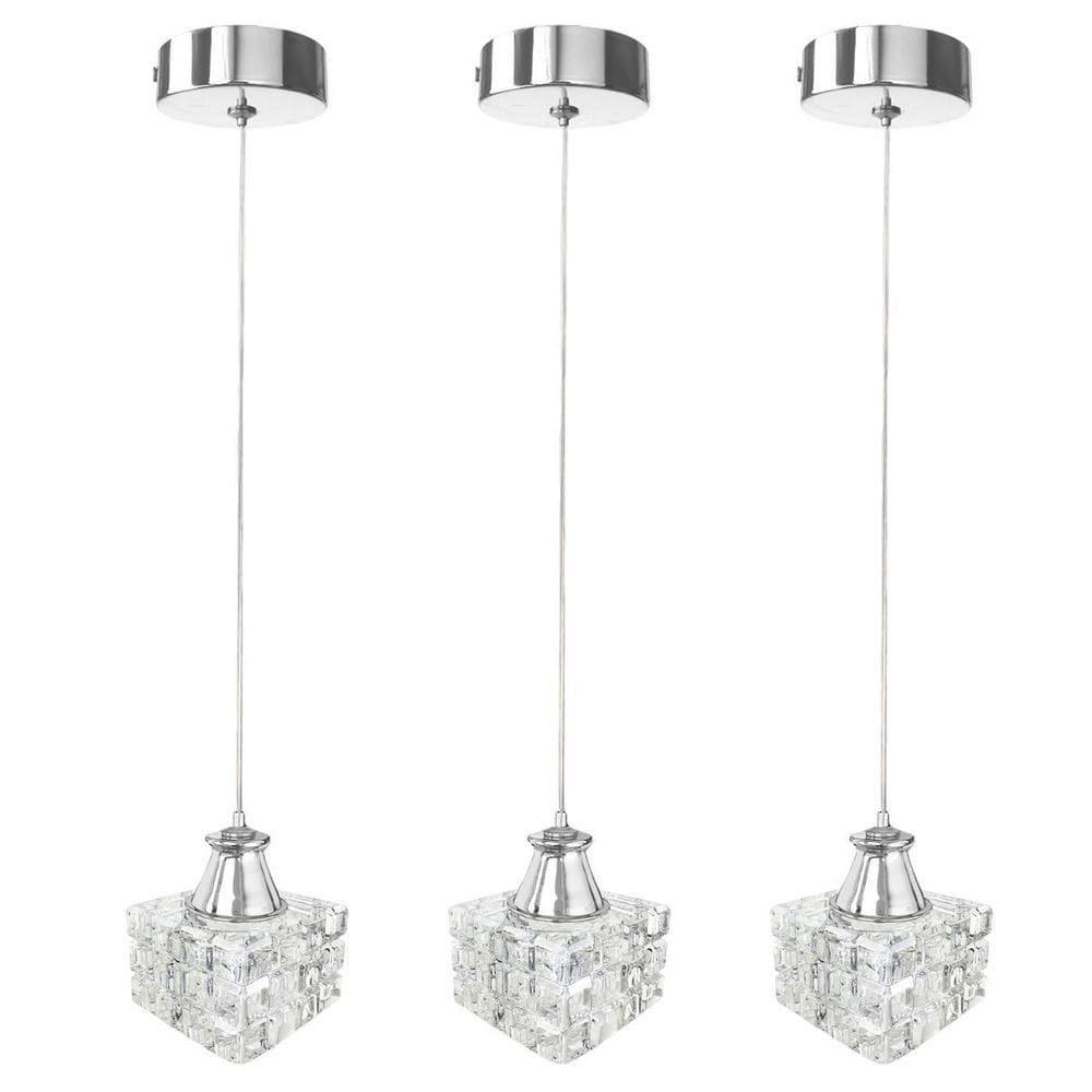 Kit 3 Pendente Cristal Detalhe Metal Polido Lavabo G9 Bet43