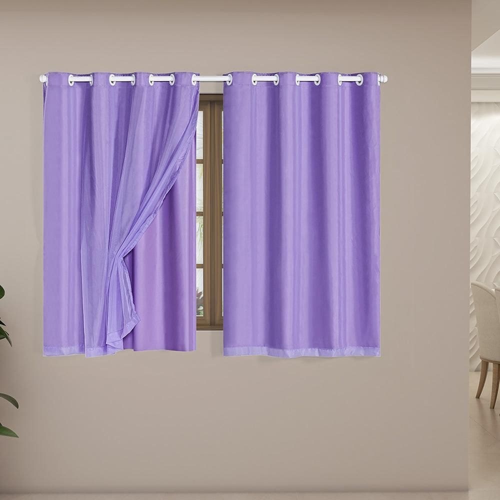Cortina Blackout Voil 2,80X1,60 Corta Luz Sala Quarto Lilás