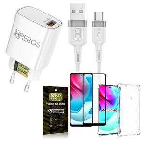 Capinha moto g60s + carregador turbo hs183 + película 3d
