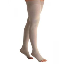 Meia Sigvaris Coxa Ponteira Aberta Premium Natural M3 Longo