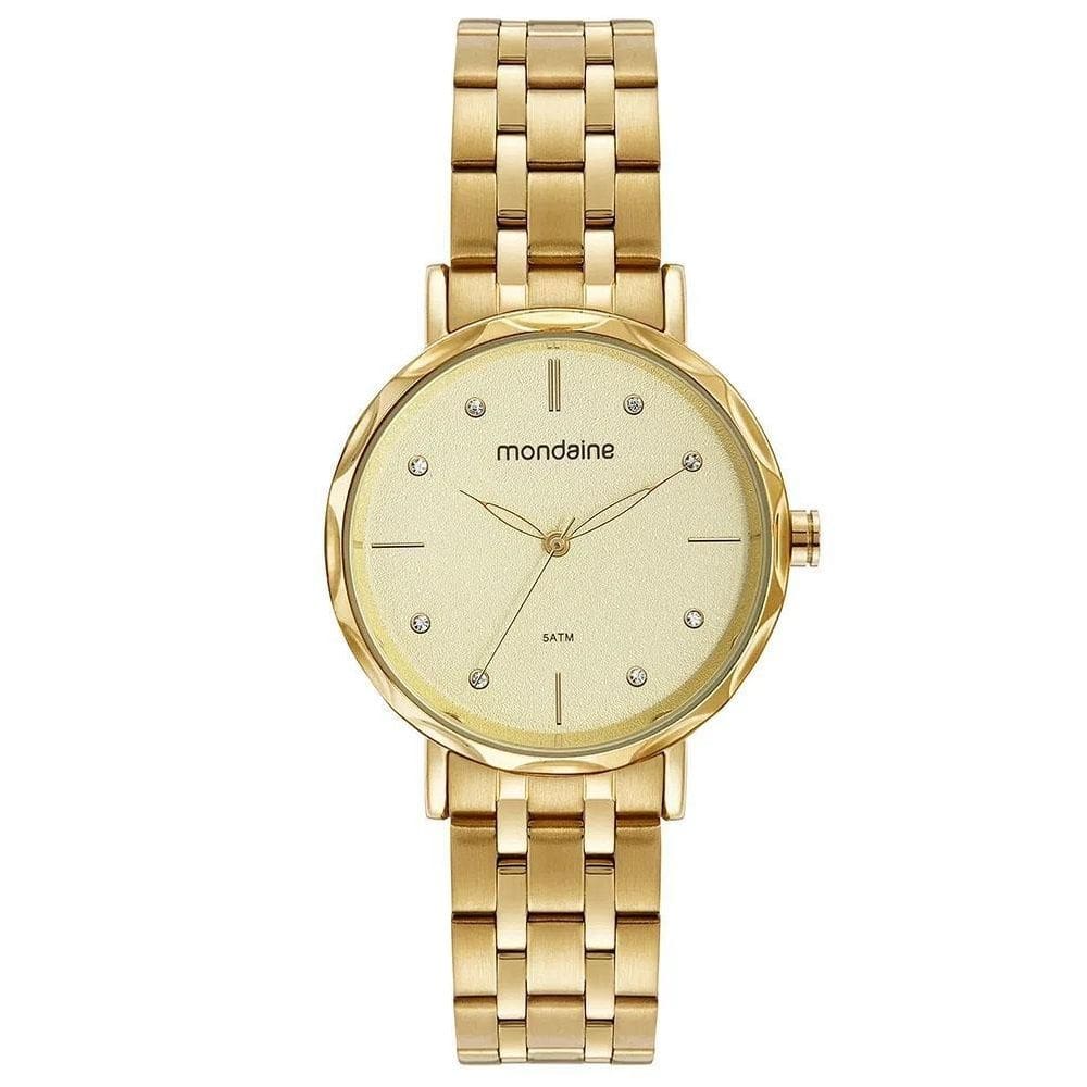 Relógio feminino mondaine casual dourado 32482lpmvde1