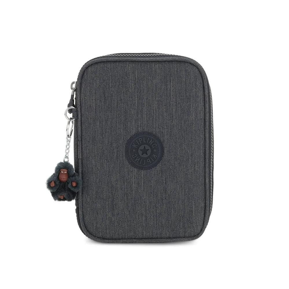 Estojo kipling 100 pens cinza escuro navy