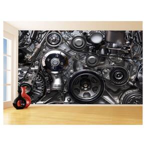 Papel De Parede 3D Carro Antigo Motor V8 Mural 3,5M Cxr78