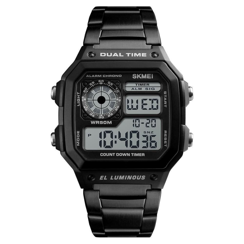 Relógio masculino skmei 1335 esportivo quadrado led preto