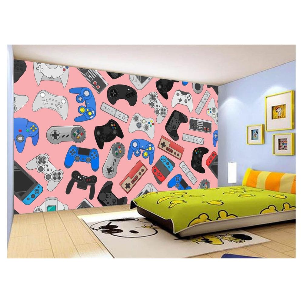 Papel De Parede 3D Infantil Controle Game Jogo 3,5M Azs224