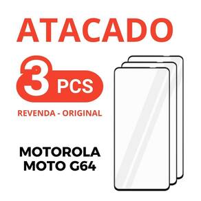 Kit 3 película de vidro temperado 3d motorola moto g64 +