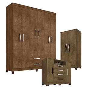 Guarda Roupa Casal Modena com Cômoda Madri e Armário Multiuso Recife Malbec – Incorplac