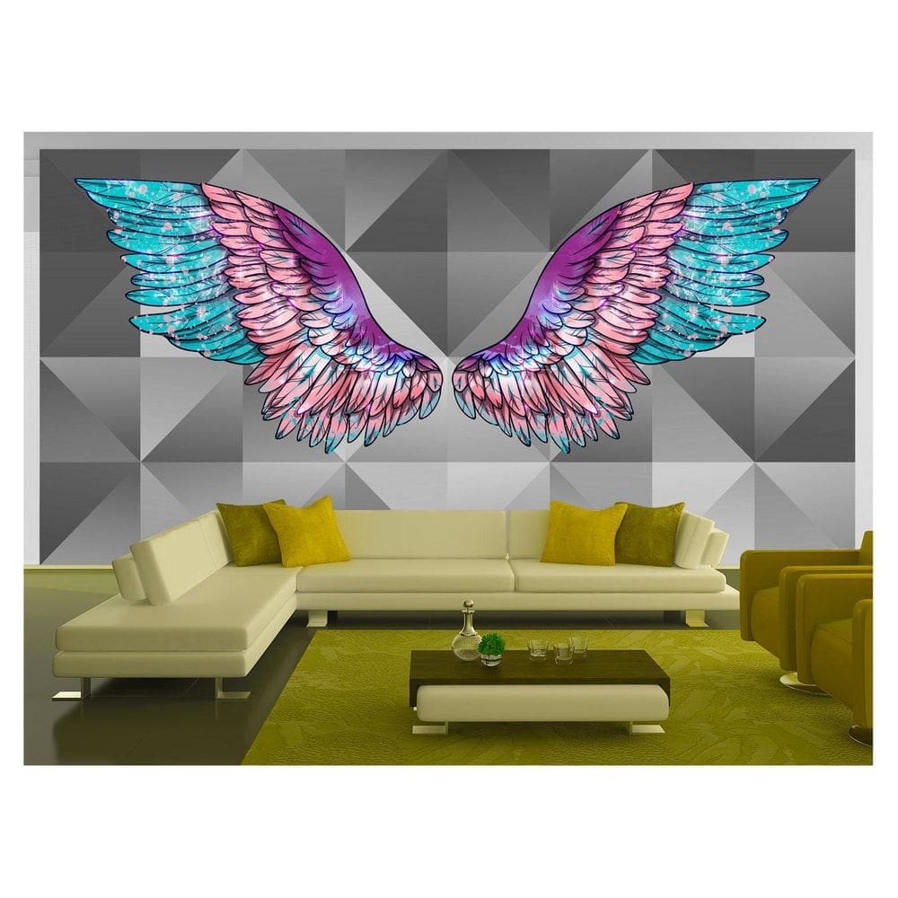 Papel De Parede 3D Arte Asas Selfie Insta Cores 3,5M Tra268