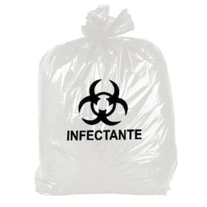 Saco lixo infectante hospitalar 50 litros branco leitoso