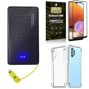 Capa samsung a32 4g + carregador portátil 5k + película 3d