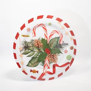 Prato Enfeite Decorativo De Natal Melamina Para Bolo 35cm