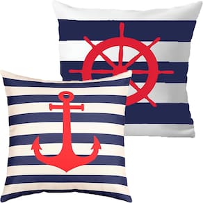 Kit 2 Capas De Almofadas Timão e Âncora Vermelho Marítima